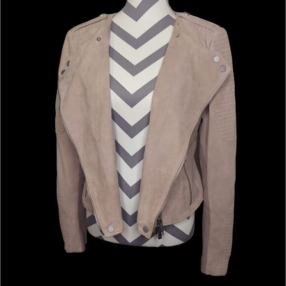 BCBG MAXAZRIA 'Joss' Blush Leather Jacket - Picture 3 of 14